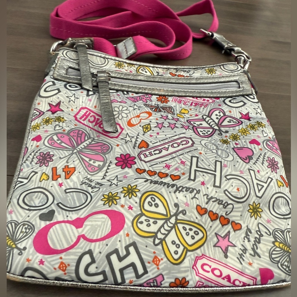 Coach Poppy Butterfly Graffiti Authentic Vintage crossbody bag - Picture 2 of 13